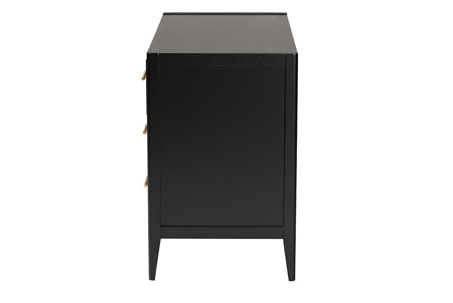 blue dress for baby girl Baxton Studio Primrose Mid-Century Black Fluted Wood 6-Drawer Dresser