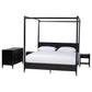 Baxton Studio Primrose Mid-Century Black Fluted Wood King Size 4-Piece Canopy Bedroom Set FredCo