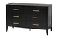 Baxton Studio Primrose Mid-Century Black Fluted Wood King Size 4-Piece Canopy Bedroom Set FredCo