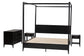 Baxton Studio Primrose Mid-Century Black Fluted Wood King Size 4-Piece Canopy Bedroom Set FredCo