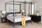 Baxton Studio Primrose Mid-Century Black Fluted Wood King Size 4-Piece Canopy Bedroom Set FredCo