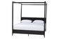 Baxton Studio Primrose Mid-Century Black Fluted Wood King Size 4-Piece Canopy Bedroom Set FredCo