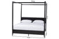 Baxton Studio Primrose Mid-Century Black Fluted Wood King Size Canopy Bed FredCo