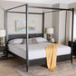 Baxton Studio Primrose Mid-Century Black Fluted Wood King Size Canopy Bed FredCo
