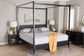 Baxton Studio Primrose Mid-Century Black Fluted Wood King Size Canopy Bed FredCo