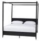 Baxton Studio Primrose Mid-Century Black Fluted Wood King Size Canopy Bed FredCo