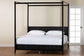 Baxton Studio Primrose Mid-Century Black Fluted Wood King Size Canopy Bed FredCo