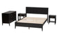 Baxton Studio Primrose Mid-Century Black Fluted Wood Queen Size 4-Piece Bedroom Set FredCo
