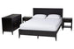 Baxton Studio Primrose Mid-Century Black Fluted Wood Queen Size 4-Piece Bedroom Set FredCo