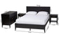 Baxton Studio Primrose Mid-Century Black Fluted Wood Queen Size 4-Piece Bedroom Set FredCo