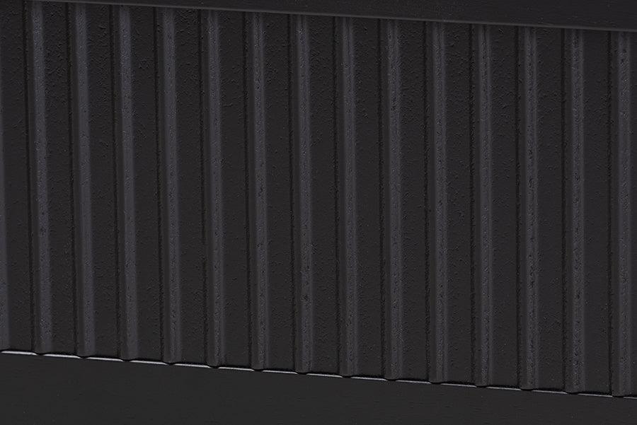 Baxton Studio Primrose Mid-Century Black Fluted Wood Queen Size Platform Bed FredCo