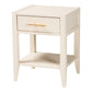 Baxton Studio Primrose Mid-Century Ivory Fluted Wood 1-Drawer Nightstand FredCo