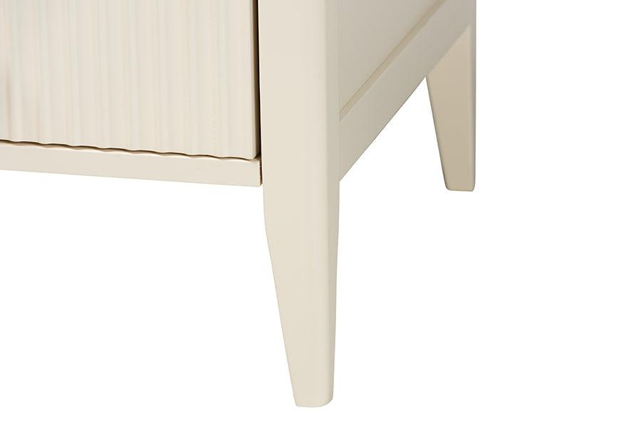 Baxton Studio Primrose Mid-Century Ivory Fluted Wood 6-Drawer Dresser FredCo