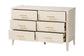 Baxton Studio Primrose Mid-Century Ivory Fluted Wood 6-Drawer Dresser FredCo