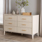 Baxton Studio Primrose Mid-Century Ivory Fluted Wood 6-Drawer Dresser FredCo