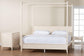 Baxton Studio Primrose Mid-Century Ivory Fluted Wood King Size 4-Piece Canopy Bedroom Set FredCo
