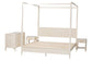 Baxton Studio Primrose Mid-Century Ivory Fluted Wood King Size 4-Piece Canopy Bedroom Set FredCo