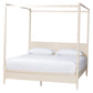 Baxton Studio Primrose Mid-Century Ivory Fluted Wood King Size Canopy Bed FredCo