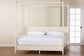 Baxton Studio Primrose Mid-Century Ivory Fluted Wood King Size Canopy Bed FredCo