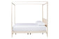 Baxton Studio Primrose Mid-Century Ivory Fluted Wood King Size Canopy Bed FredCo
