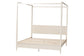 Baxton Studio Primrose Mid-Century Ivory Fluted Wood King Size Canopy Bed FredCo