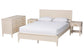 Baxton Studio Primrose Mid-Century Ivory Fluted Wood Queen Size 4-Piece Bedroom Set FredCo