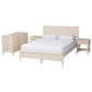 Baxton Studio Primrose Mid-Century Ivory Fluted Wood Queen Size 4-Piece Bedroom Set FredCo