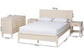 Baxton Studio Primrose Mid-Century Ivory Fluted Wood Queen Size 4-Piece Bedroom Set FredCo