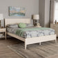 Baxton Studio Primrose Mid-Century Ivory Fluted Wood Queen Size Platform Bed FredCo
