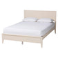 Baxton Studio Primrose Mid-Century Ivory Fluted Wood Queen Size Platform Bed FredCo