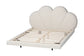 Baxton Studio Queen Barrera Floating Platform Bed with Scalloped Headboard - Low Profile Minimalist Boucle Upholstered Bed Frame, Cream FredCo
