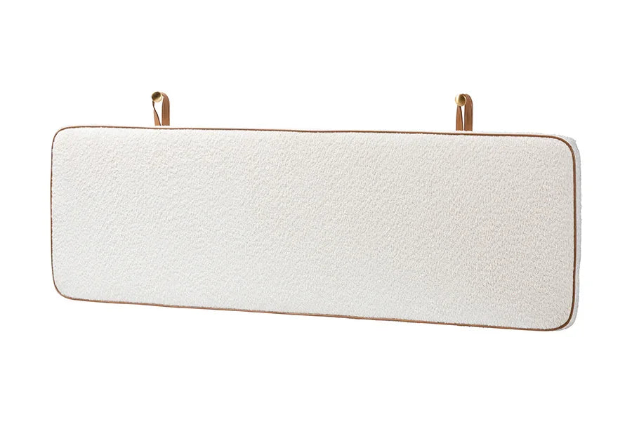 Baxton Studio Queen Belden Boucle Upholstered Wall-Mounted Headboard - Padded Cushion Panel with Faux Leather Piping, Modern Bedroom Accent Piece, Cream FredCo