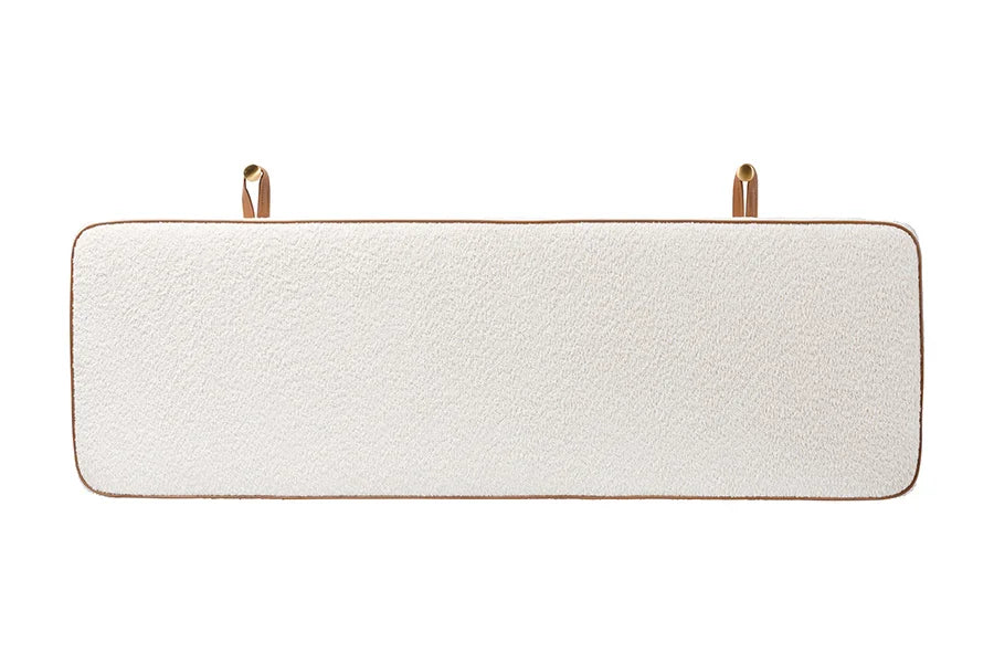 Baxton Studio Queen Belden Boucle Upholstered Wall-Mounted Headboard - Padded Cushion Panel with Faux Leather Piping, Modern Bedroom Accent Piece, Cream FredCo