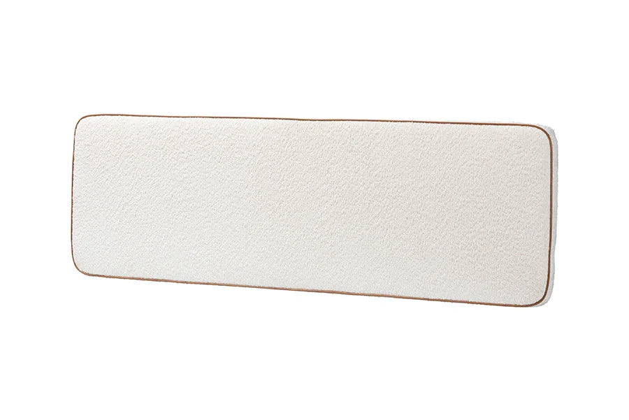 Baxton Studio Queen Belden Boucle Upholstered Wall-Mounted Headboard - Padded Cushion Panel with Faux Leather Piping, Modern Bedroom Accent Piece, Cream FredCo