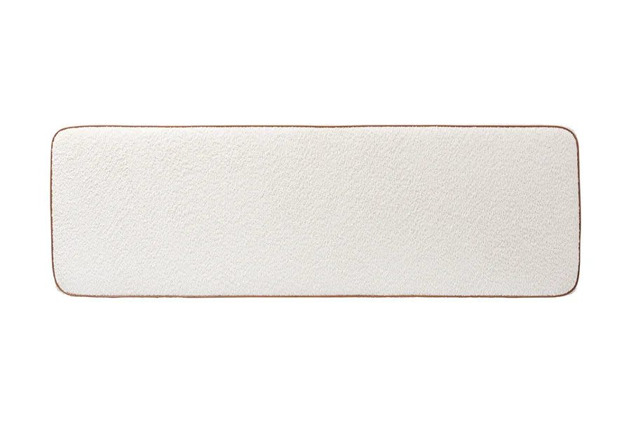 Baxton Studio Queen Belden Boucle Upholstered Wall-Mounted Headboard - Padded Cushion Panel with Faux Leather Piping, Modern Bedroom Accent Piece, Cream FredCo