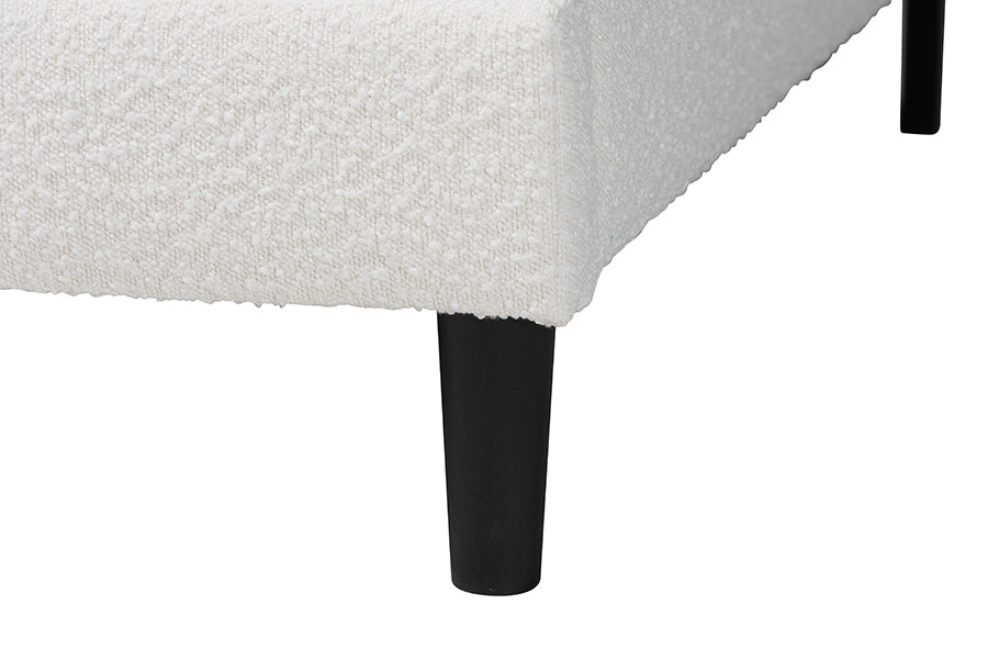 Baxton Studio Queen Size Dalton Boucle Upholstered Platform Bed - Soft Fabric Bed Frame with Headboard, Minimalist Design, Cream FredCo
