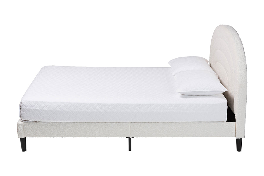 Baxton Studio Queen Size Pelagia Boucle Upholstered Platform Bed FredCo