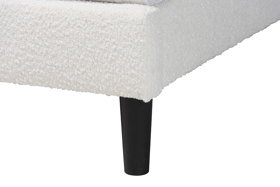 Baxton Studio Queen Size Pelagia Boucle Upholstered Platform Bed FredCo