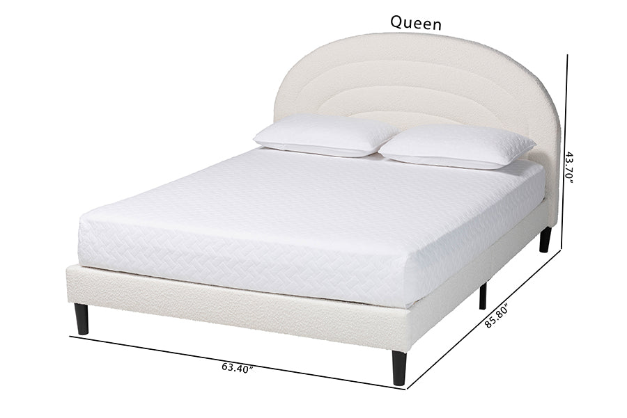 Baxton Studio Queen Size Pelagia Boucle Upholstered Platform Bed FredCo