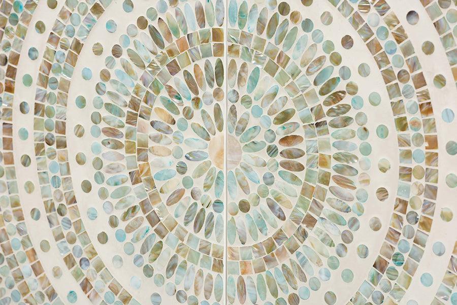 Baxton Studio Quintus Modern Bohemian Multicolor Mother of Pearl and Gold Metal Storage Cabinet FredCo
