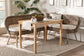 Baxton Studio Raisa Modern Bohemian Greywashed Seagrass Bench and Wood Table 3-Piece Dining Nook Set FredCo