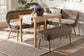 Baxton Studio Raisa Modern Bohemian Greywashed Seagrass Bench and Wood Table 4-Piece Dining Nook Set FredCo