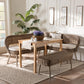 Baxton Studio Raisa Modern Bohemian Greywashed Seagrass Bench and Wood Table 4-Piece Dining Nook Set FredCo