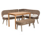 Baxton Studio Raisa Modern Bohemian Greywashed Seagrass Bench and Wood Table 4-Piece Dining Nook Set FredCo