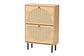 Baxton Studio Remus Wood Shoe Cabinet - 12-Pair Shoe Storage Organizer with 2 Flip Doors, Boho-Chic Compact Hallway or Entryway Furniture FredCo