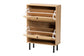 Baxton Studio Remus Wood Shoe Cabinet - 12-Pair Shoe Storage Organizer with 2 Flip Doors, Boho-Chic Compact Hallway or Entryway Furniture FredCo