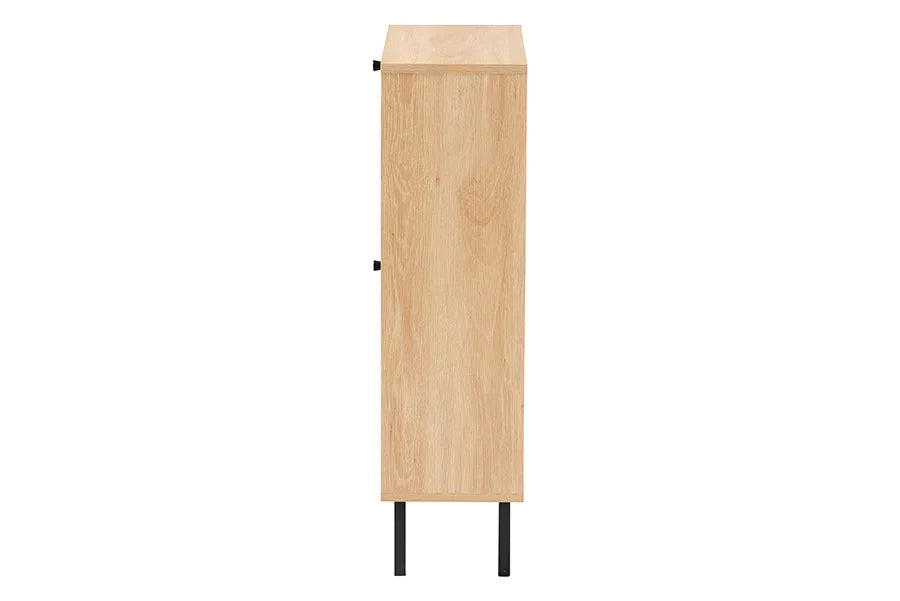 Baxton Studio Remus Wood Shoe Cabinet - 12-Pair Shoe Storage Organizer with 2 Flip Doors, Boho-Chic Compact Hallway or Entryway Furniture FredCo