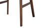 Close-up of wooden mid-century modern dining chair legs with rich brown finish