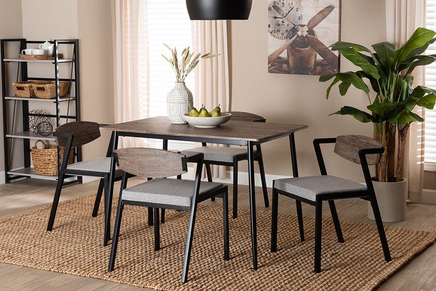 Baxton Studio Revelin Industrial Grey Fabric and Metal Dining Set FredCo