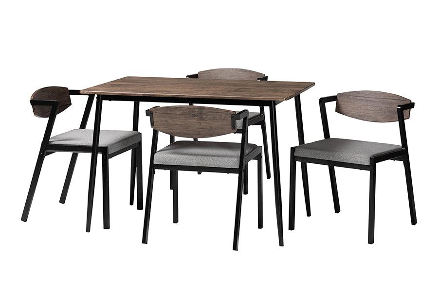 Baxton Studio Revelin Industrial Grey Fabric and Metal Dining Set FredCo